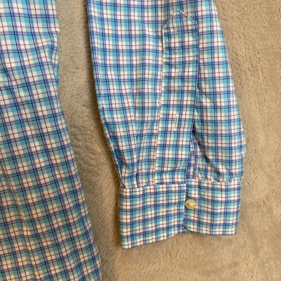 Polo Ralph Lauren Mens Shirt Large Blue Green Plaid Long-Sleeve Button-Down 100% - Picture 9 of 9